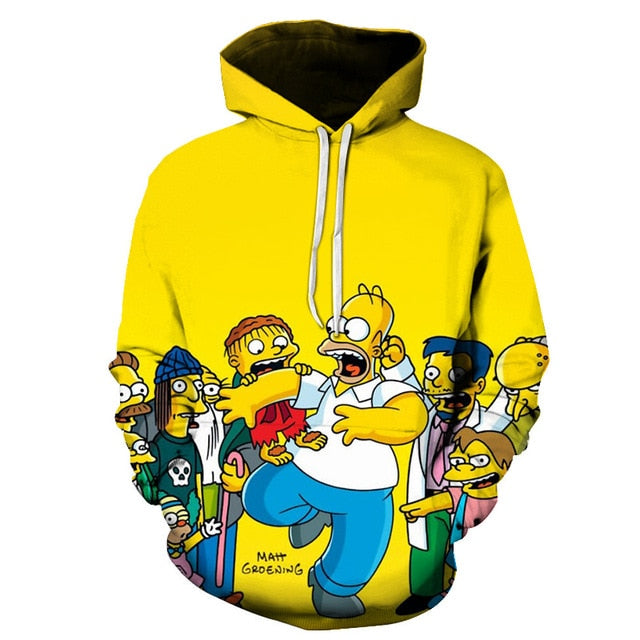 The Simpsons hoodies men women sweatshirts printed 3d hooded pullover hooded casual streetwear