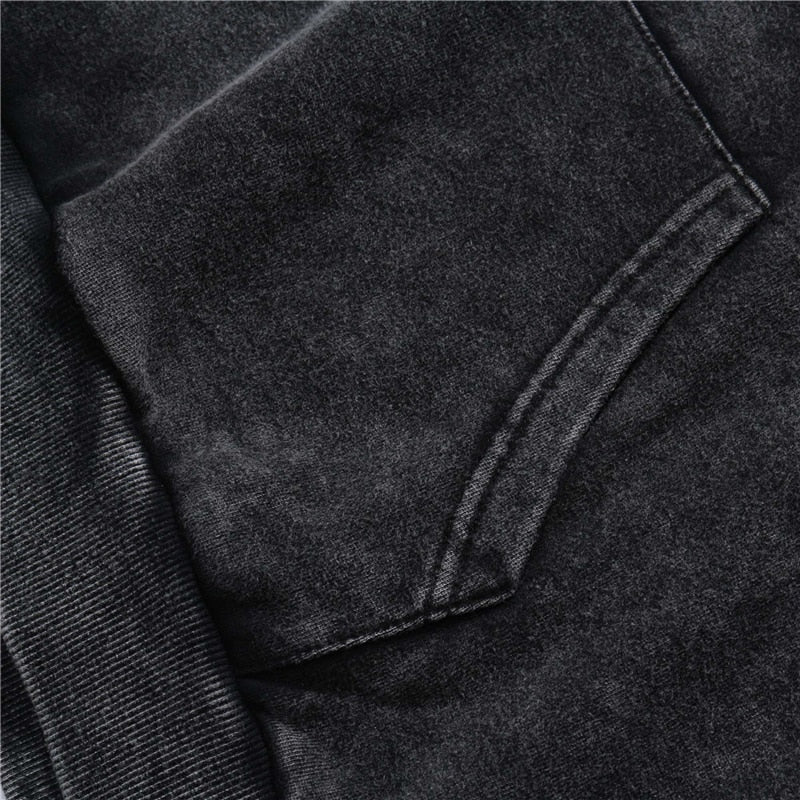 Streetwear Perceived Print Washed Hoodie Men Hip Hop Harajuku Oversized Hoodie Sweatshirt Pullover Autumn Cotton Black